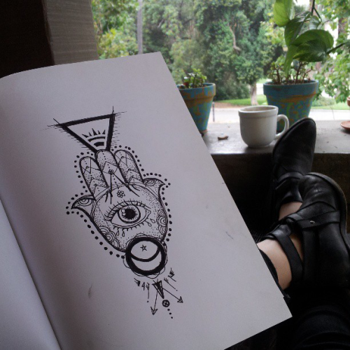 500x500 Hamsa Drawing Tumblr - Hamsa Hand Sketch