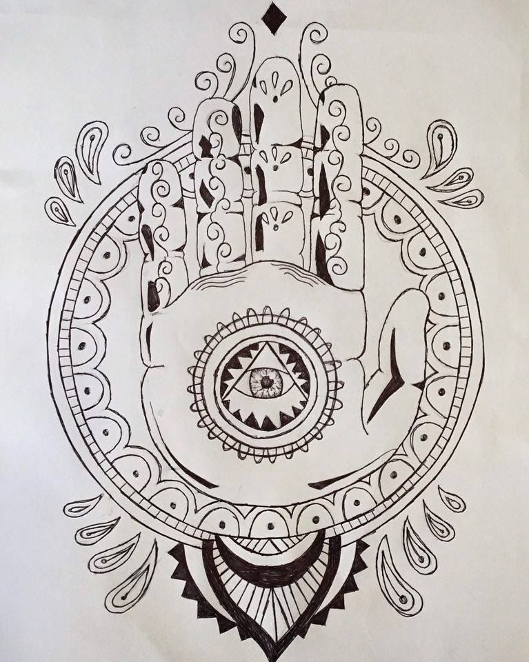 767x960 Drawn Illuminati Sketch - Hamsa Hand Sketch