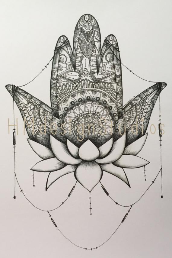 570x854 Hamsa Drawing Black Amp White Print Yoga Art By Haylee Etsy - Hamsa Sketch