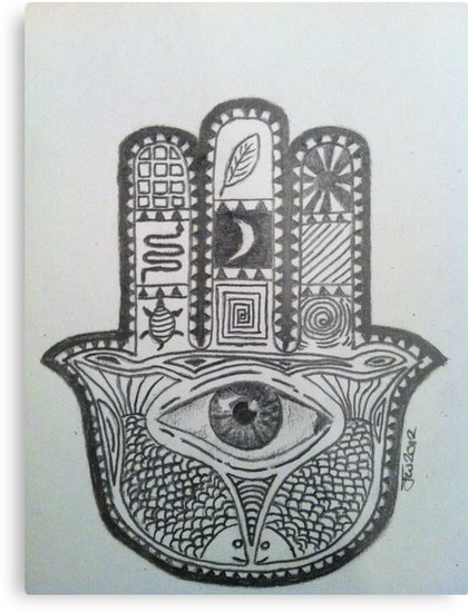 420x550 Hamsa Hand Pencil Sketch Metal Prints By Joelwilluk Redbubble - Hamsa Sketch