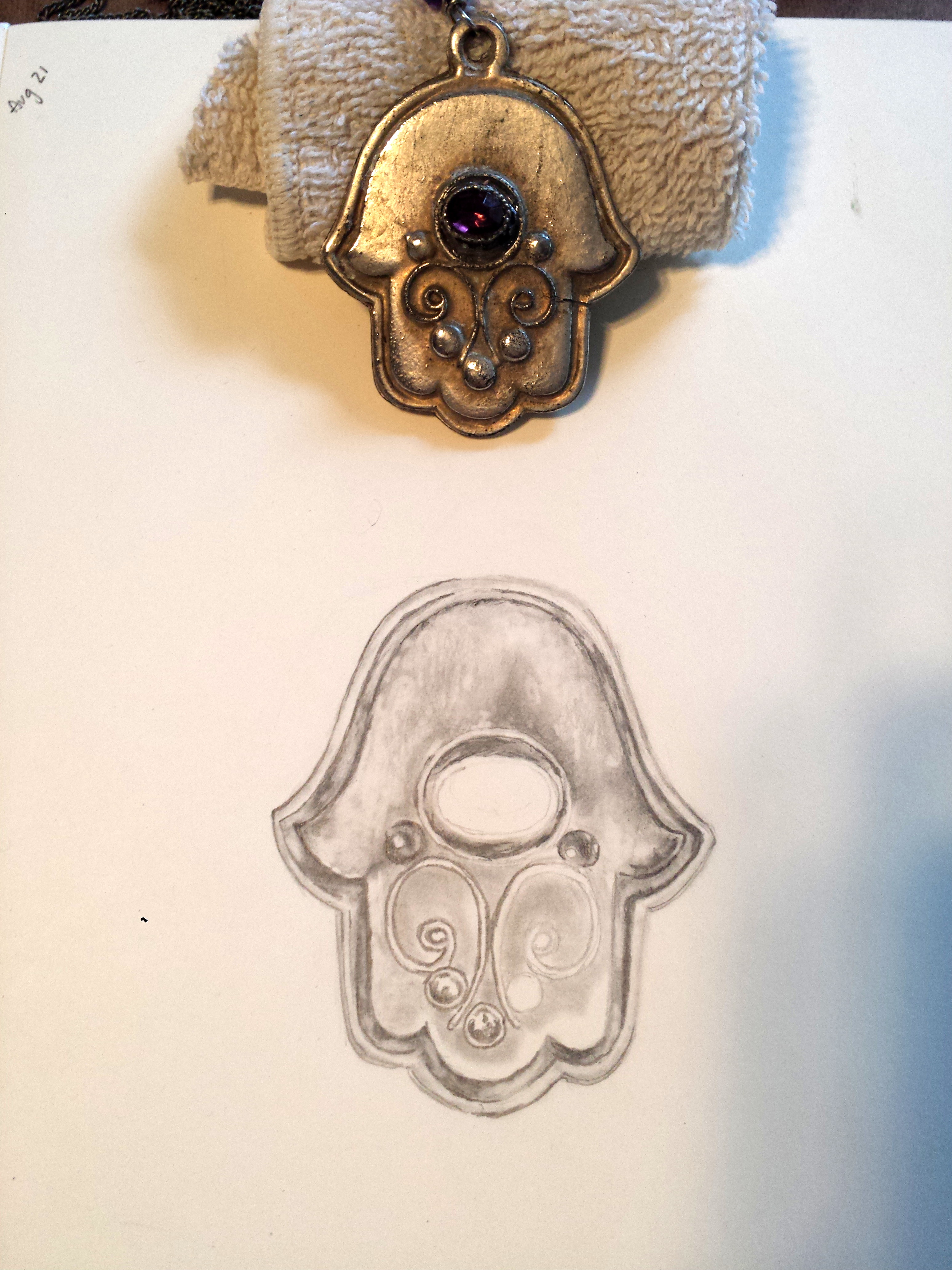 3096x4128 Sketch~vintage Hamsa Hiraeth Art~ By Holly Meyers - Hamsa Sketch