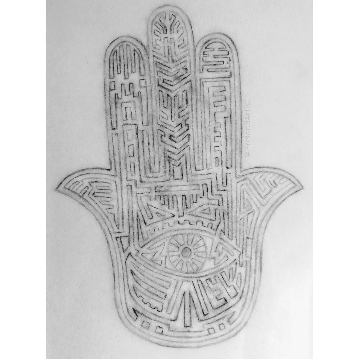 1200x1200 The Pretend Artist On Twitter Hand. - Hamsa Sketch