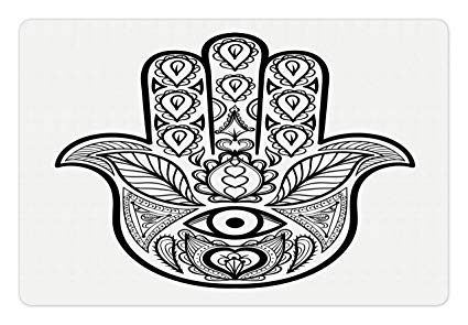 425x295 Ambesonne Hamsa Pet Mat For Food And Water, Nature - Hamsa Sketch