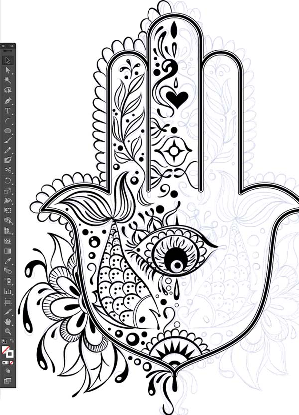 600x833 Design An Eye Catching Hamsa T Shirt In Adobe Illustrator - Hamsa Sketch