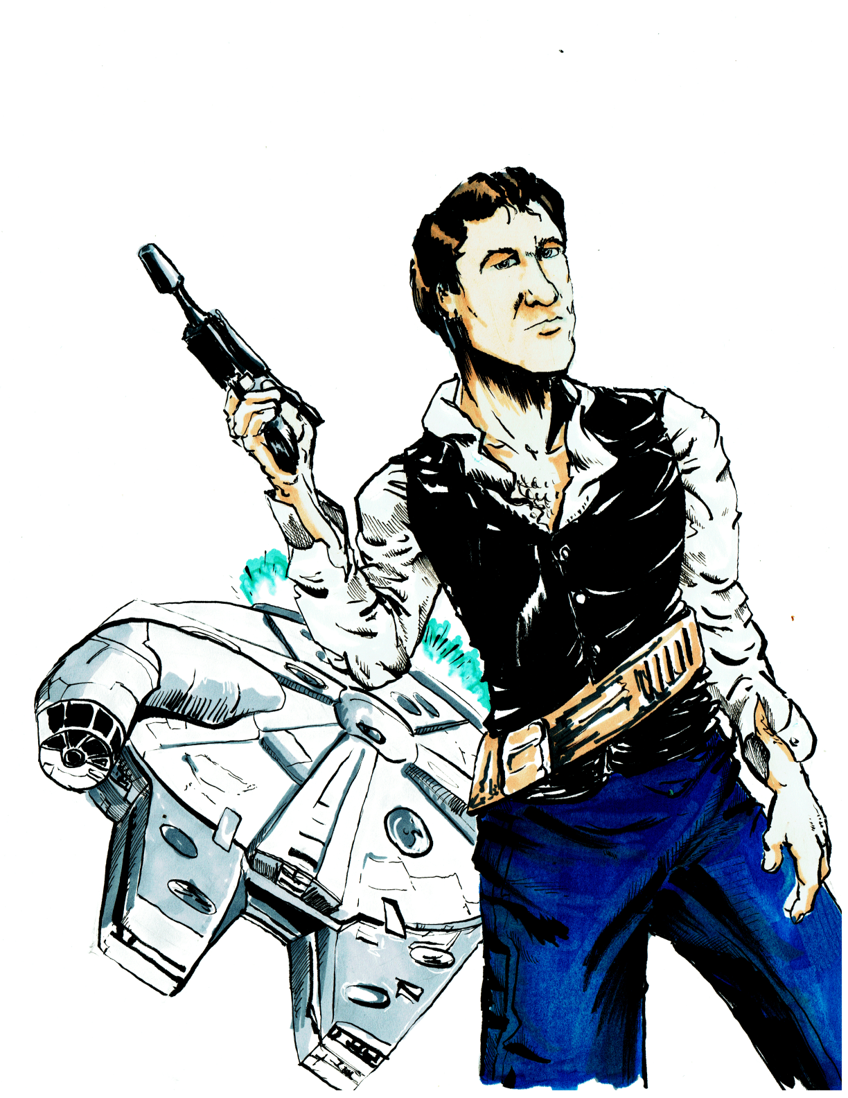 1224x1584 Han Solo Marker Sketch On Storenvy - Han Solo Sketch