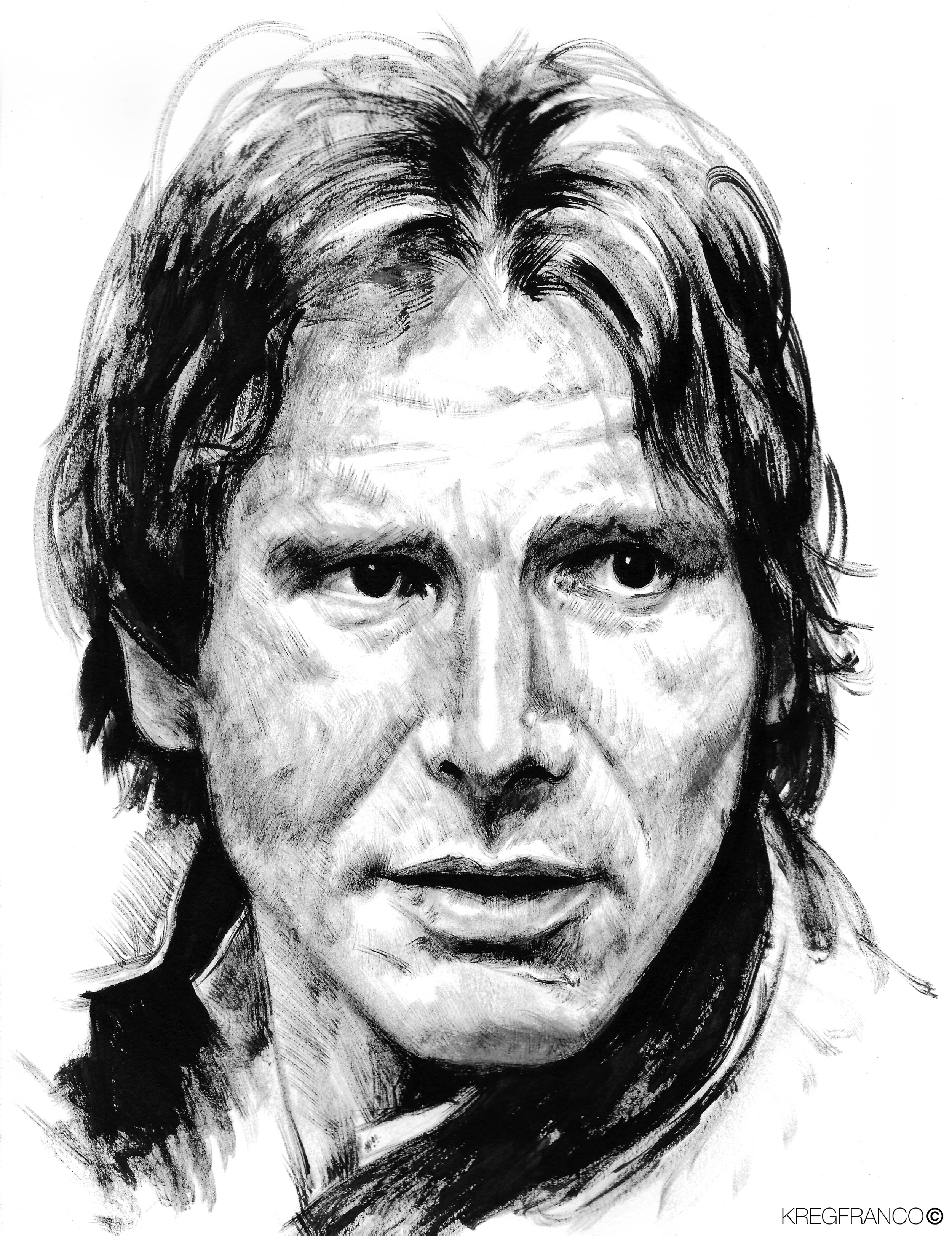 2500x3246 Star Wars Sumi Ink Series - Han Solo Sketch