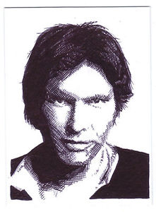 221x300 Aceo Sketch Card Harrison Ford As Han Solo From Star Wars Ebay - Han Solo Sketch
