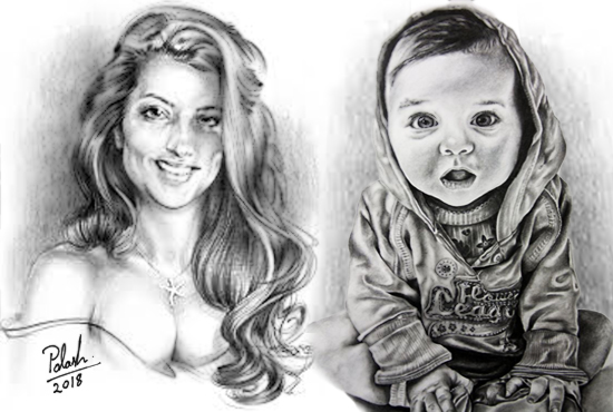 550x370 Draw Your Realistic Portrait With The Pencil Sketch By Hand Drawn - Hand Drawn Pencil Sketch From Photos