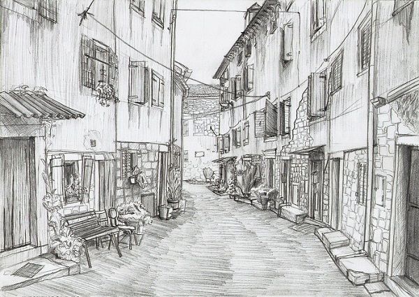 600x425 Historical Street Wallpaper Hand Drawn Pencil Sketch - Hand Drawn Pencil Sketch From Photos