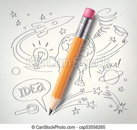 450x427 Vector Education, Science Concept, Pencil, Sketch. Vector - Hand Drawn Pencil Sketch From Photos