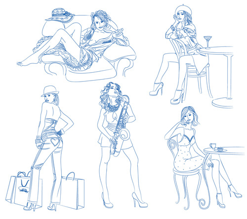 500x443 Hand Drawn Sketches Female Design Vector 02 Free Download - Hand Drawn Sketch