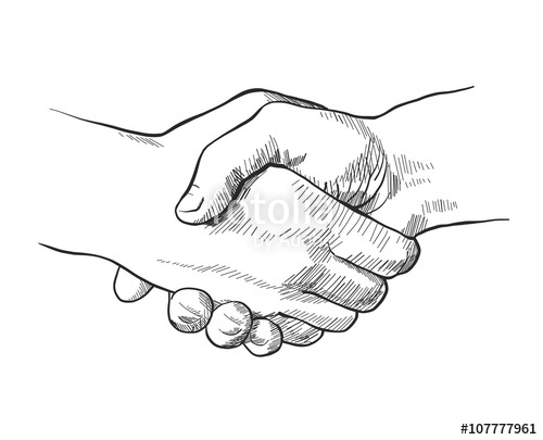500x405 Hand Drawn Sketch Illustration Of A Handshake Stock Image And - Hand Drawn Sketch