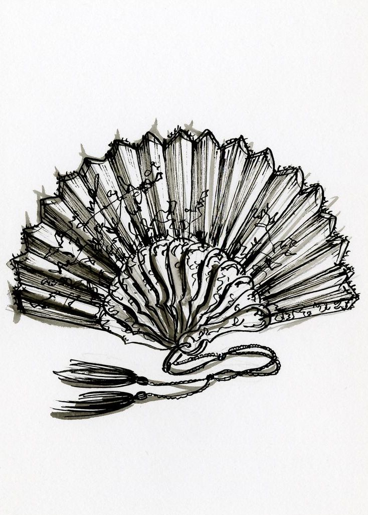 734x1026 Filefan (Drawing).jpg - Hand Fan Sketch