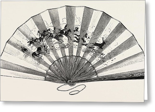 646x470 Modern Hunting Fan Drawing By English School - Hand Fan Sketch