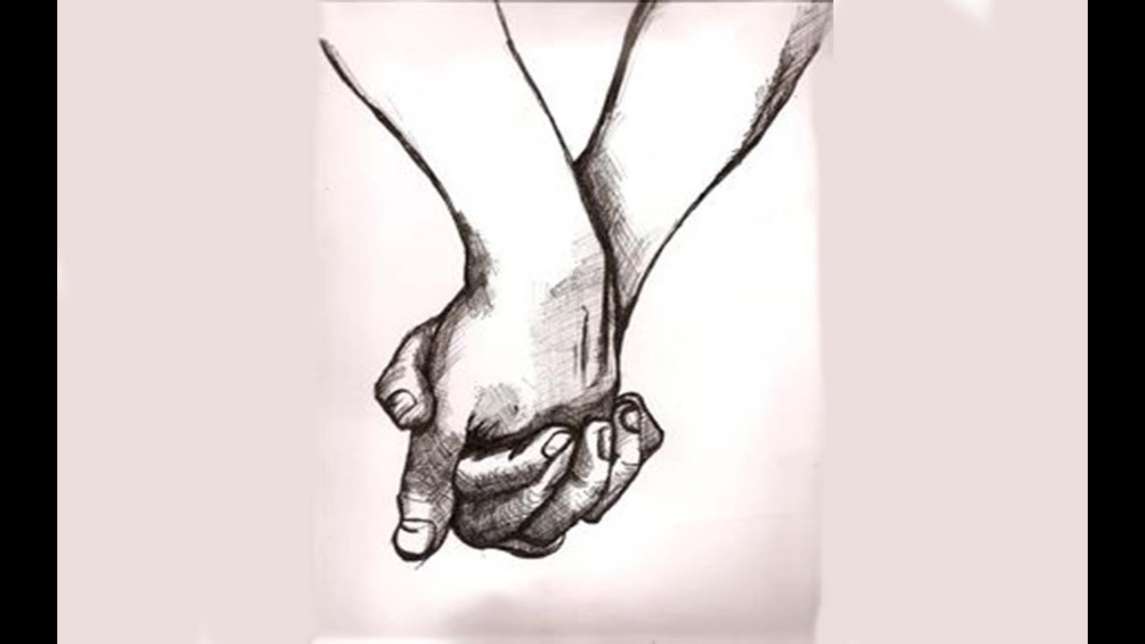 1280x720 Shrishti Arts Cute Couples Holding Hand Pencil Sketch ( Fine Art - Hand Holding A Pencil Sketch