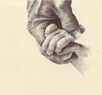 350x325 Holding Hands Pencil Drawing Holding Hands - Hand Holding A Pencil Sketch
