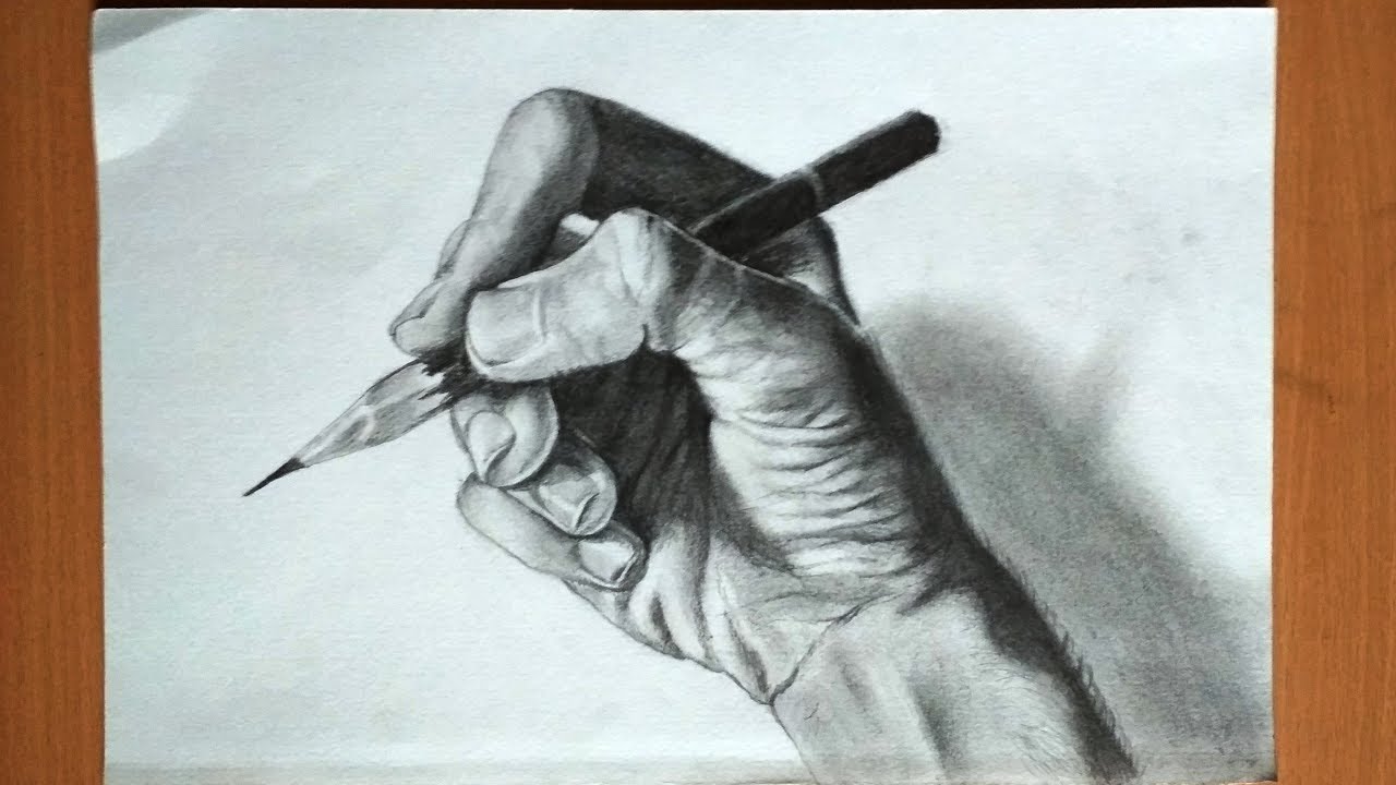 1280x720 Drawing A Hand Holding A Pencil - Hand Holding A Pencil Sketch