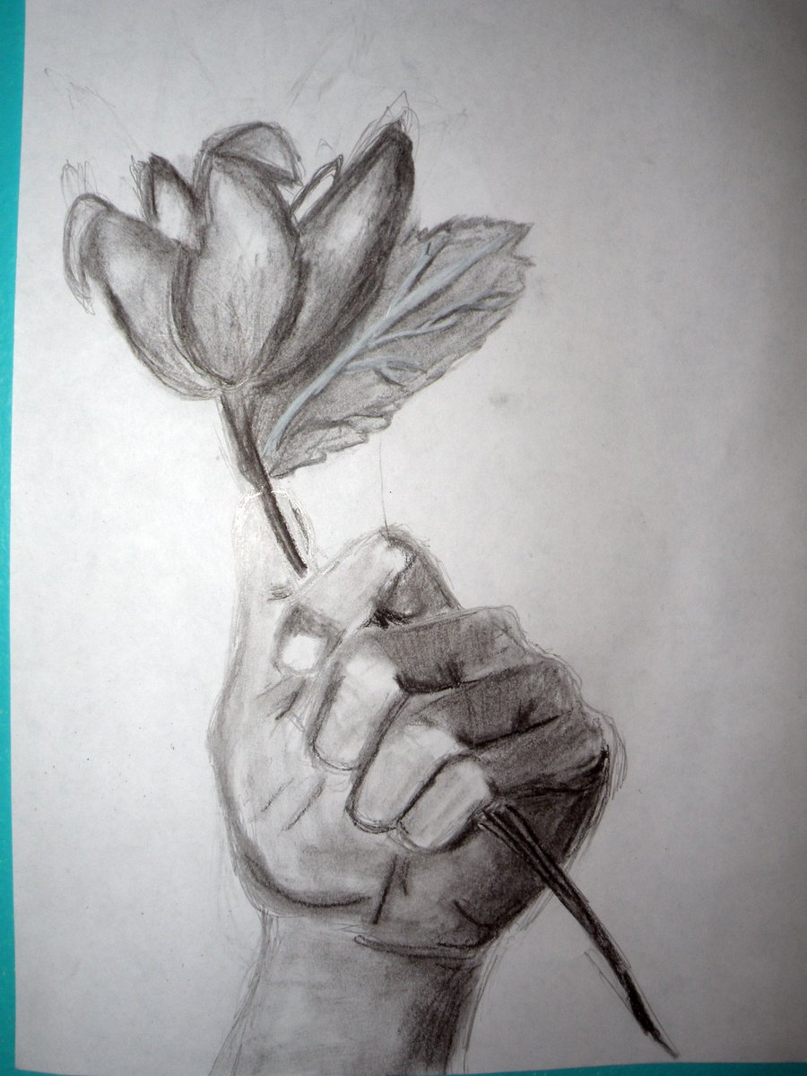 900x1200 Collection Of Hand Holding Flower Drawing High Quality, Free - Hand Holding Heart Sketch
