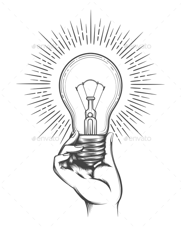590x738 Hand Holding Light Bulb Sketch By Vectortatu Graphicriver - Hand Holding Something Sketch