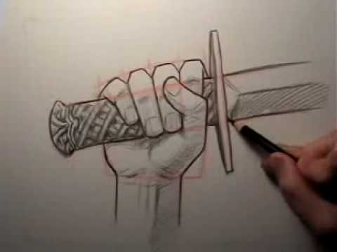 480x360 How To Draw A Hand Holding A Sword - Hand Holding Something Sketch