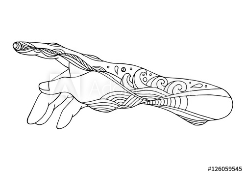 500x354 Hands Of God, Vector Hand Drawn Design Illustration - Hand Of God Sketch