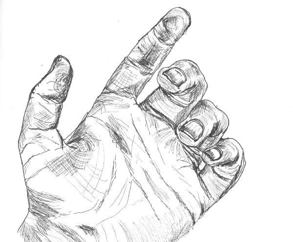 600x496 Black Line Drawing Of The Palm Of A Hand My Drawings - Hand Palm Sketch