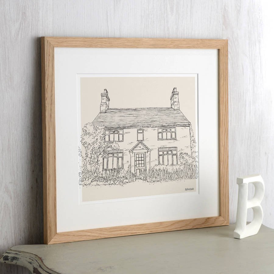 900x900 Hand Drawn Bespoke House Sketch By Letterfest - Hand Pencil Sketch