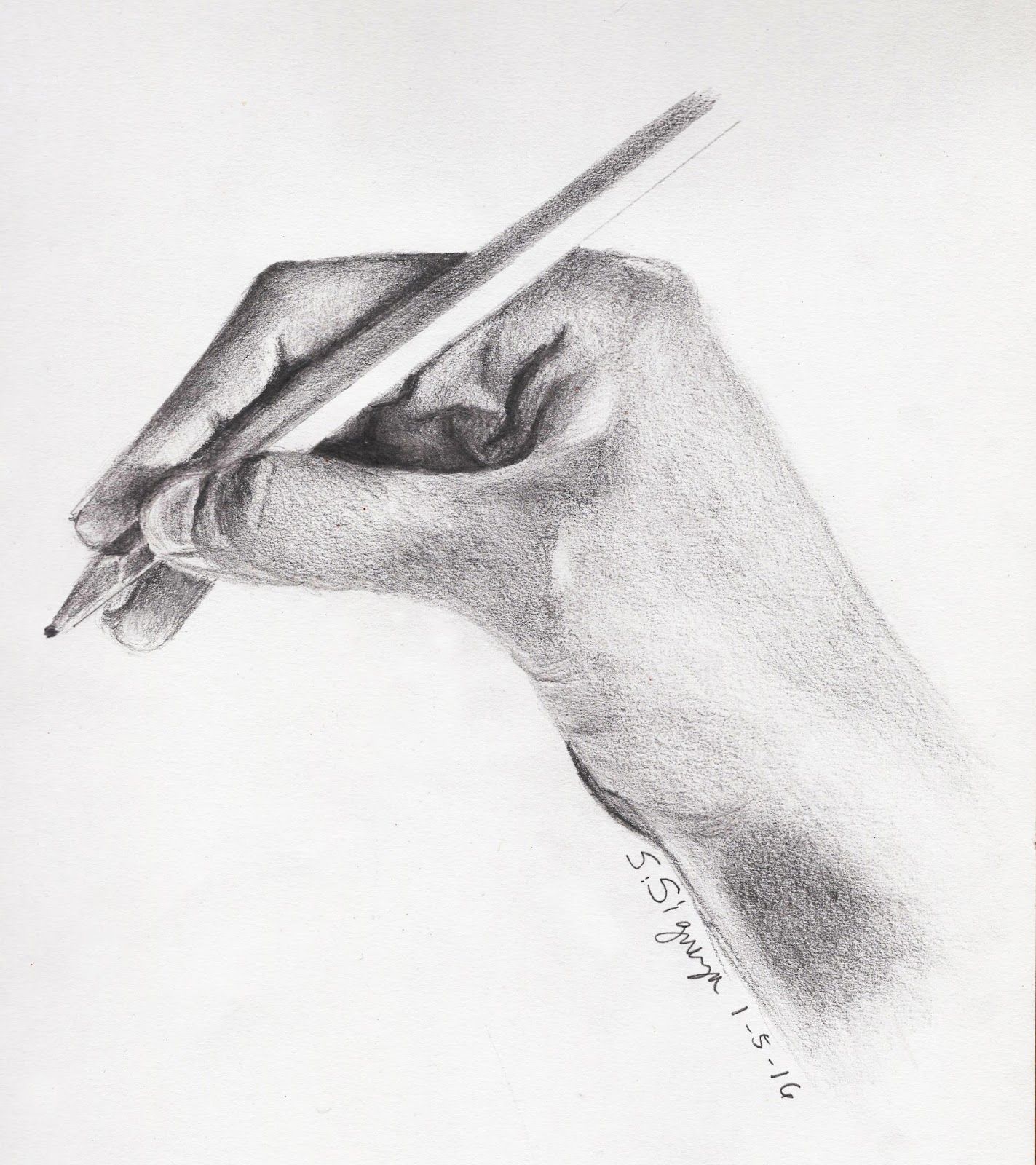 1423x1600 Pencil Drawing Of Hand Holding Pencil. - Hand Pencil Sketch