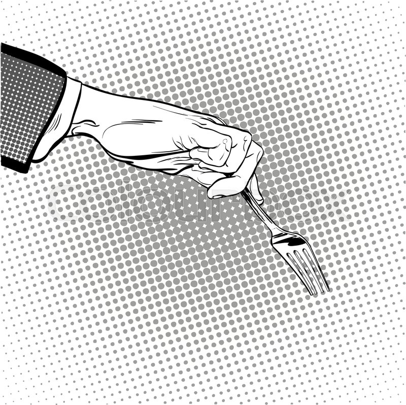 800x798 Man Stretches Out His Hand To Take Something With A Fork. Man - Hand Reaching Out Sketch