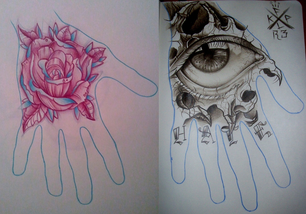 1287x901 Pencil Riot Twoistedminds - Hand Sketch Tattoo