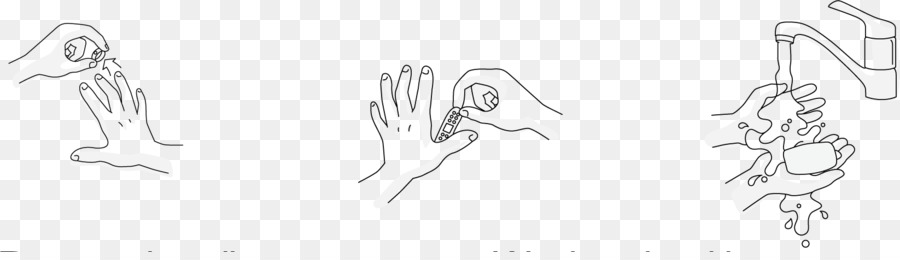 900x260 Drawing Human Line Art Sketch - Hand Washing Sketch