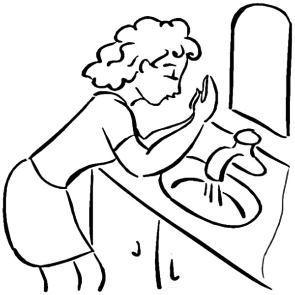 600x600 Hand Washing Cartoon Coloring Pages Coloring Sun - Hand Washing Sketch