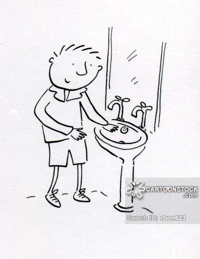 400x518 Wash Your Hands Cartoons And Comics - Hand Washing Sketch