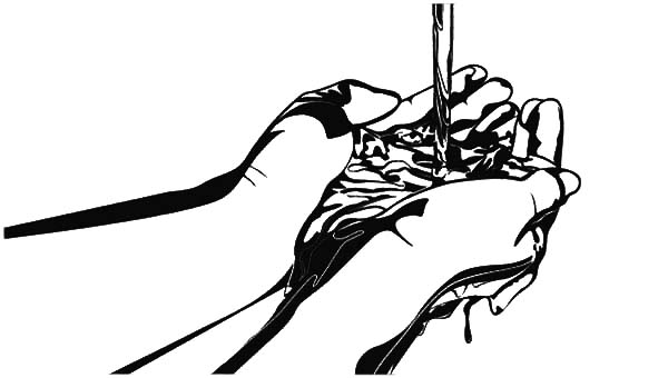 600x340 Washing Hand Image Coloring Pages Coloring Sun - Hand Washing Sketch