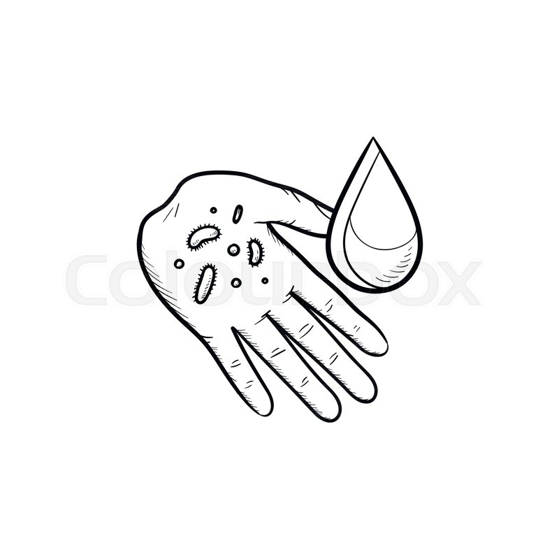 800x800 Washing Arm Hand Drawn Outline Doodle Icon. Dirty Hand With Water - Hand Washing Sketch