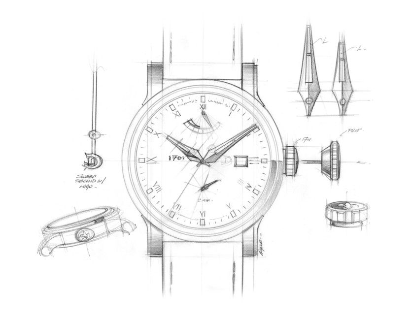 834x650 Hand Drawn Sketch Of The 1701 Watches Drawings - Hand Watch Sketch