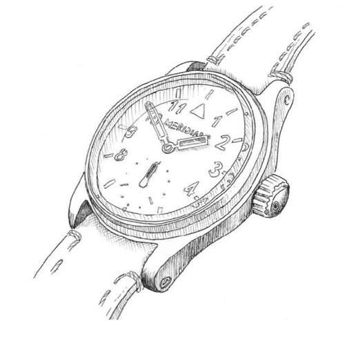 500x491 Tempus Fugit Meridian Watches - Hand Watch Sketch