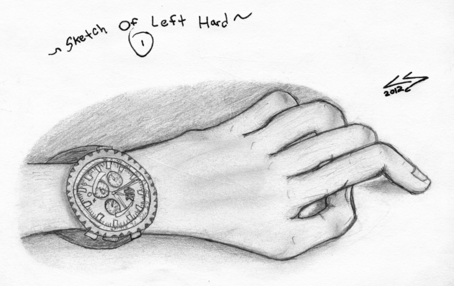 900x567 A Sketch Of My Left Hand + My Watch By Mysterious Master X On - Hand Watch Sketch