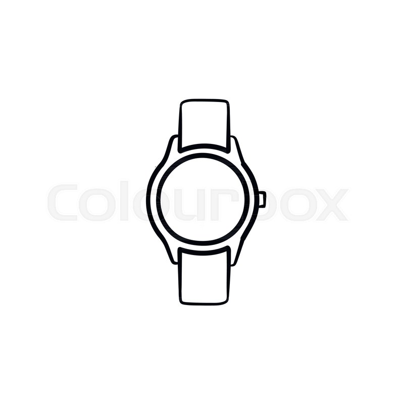 800x800 Wrist Watch Hand Drawn Outline Doodle Icon. Clock Vector Sketch - Hand Watch Sketch