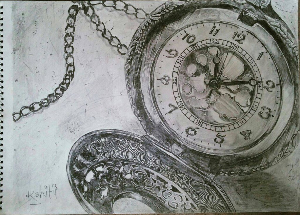1024x735 Antique Hand Watch Sketch By Kshitij458 - Hand Watch Sketch