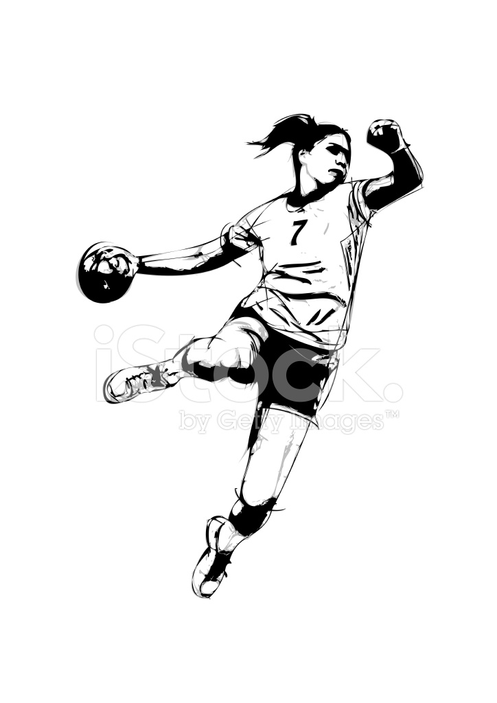 724x1024 Woman Handball Player Stock Vector - Handball Sketch