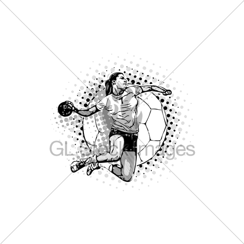 500x500 Women Handball Vector Illustration Gl Stock Images - Handball Sketch