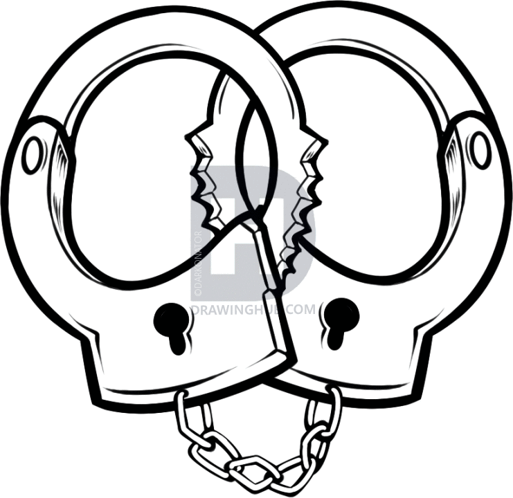 741x720 How To Draw Handcuffs, Step By Step, Drawing Guide, By Darkonator - Handcuffs Sketch