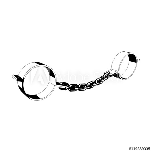 500x500 Sketch Handcuffs With Chain. Vector Illustration On White - Handcuffs Sketch
