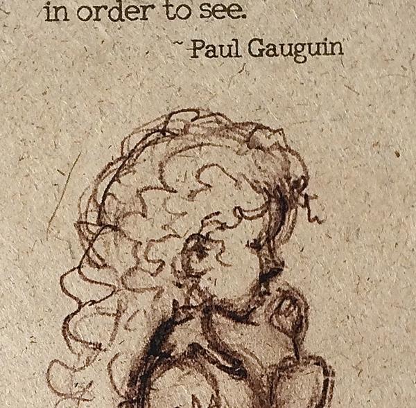 600x589 Little Girl Smelling A Rose - Handmade Sketches