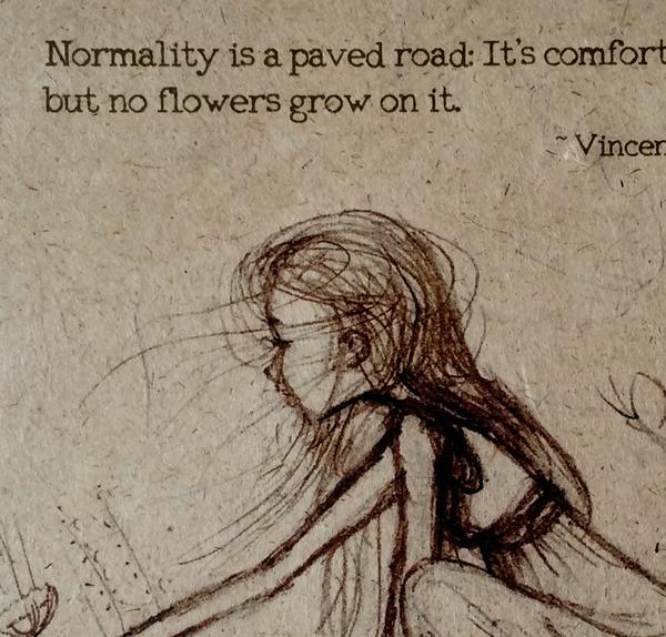 600x574 Girl Picking Flowers - Handmade Sketches