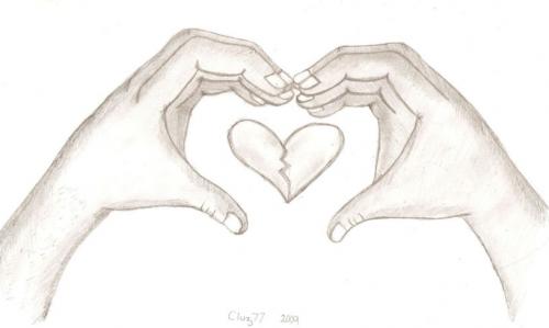 500x299 Two Hands One Heart - Hands Making A Heart Sketch