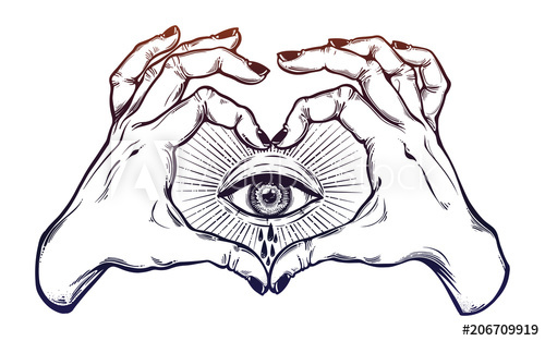 500x313 Two Hands Making Heart Sign With Eye Crying Tears. - Hands Making A Heart Sketch