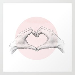 264x264 Heart Hands Art Prints Society6 - Hands Making A Heart Sketch