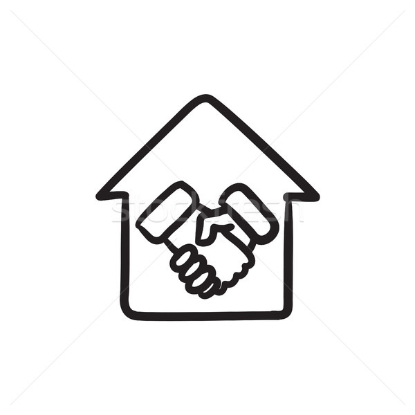 600x600 Handshake And House Sketch Icon. Vector Illustration Andrei - Handshake Sketch